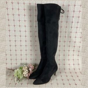 Sam Edelman “Kristie” Black Faux Suede Over the Knee Boots Low Heel PreLoved 8